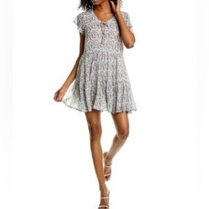 TAGS Cap Sleeve Light Grey Floral Dress